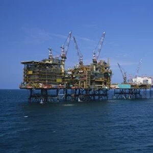 Platform and drilling rigs, Morecambe Bay Gas Field, England, United Kingdom, Europe