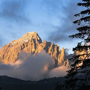Popera group mountains at sunrise viewed from Passo Monte Croce di Comelico