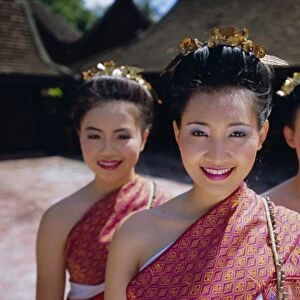 Portrait of three traditional Thai dancers