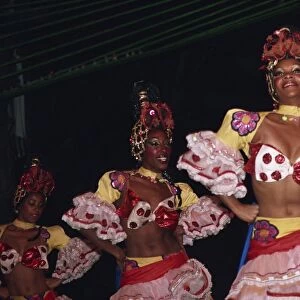 Portrait of women dancers in costume at the Tropicana Nightclub in Havana