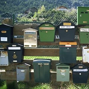 Post boxes, La Malana district, Andorra, Europe