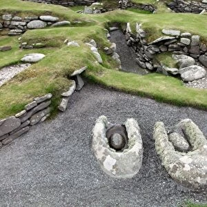 Prehistoric Quorns for grinding grain, Jarlshof, Shetland, Shetland Islands