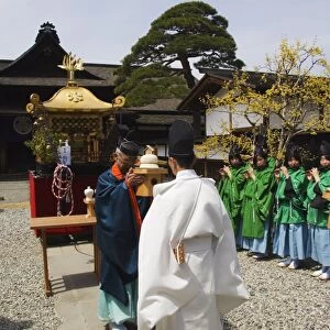 Priests in ritual procession at Takayama spring festival