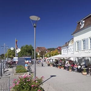 Promenade with restaurant and street cafe, Uberlingen, Lake Constance (Bodensee), Baden Wurttemberg, Germany, Europe
