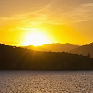 Queen Charlotte Sound at sunset, Picton, Marlborough Region, South Island, New Zealand, Pacific