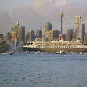 Queen Mary 2 on maiden voyage arriving in Sydney Harbour, New South Wales