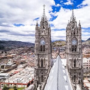 Quito Old Town seen from the roof of La Basilica Church, UNESCO World Heritage Site