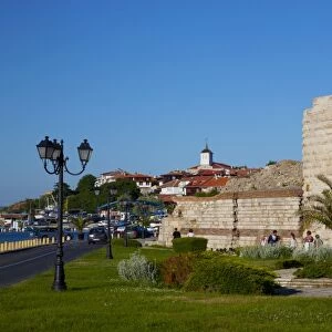 Ramparts and ruins of the medieval fortification walls, Old Town, Nessebar