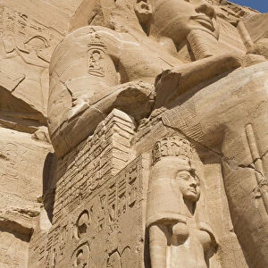 Ramses II statue with Queen Nefertari statue at lower left, Ramses II Temple
