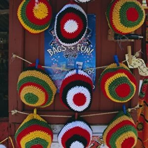 Rasta (Rastafarian) hats on display