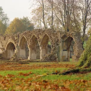 The remains of the 13th century Hailes Abbey, Gloucestershire, England, UK