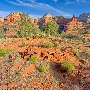 The remains of an ancient Indian Kiva on Mescal Mountain in Sedona, Arizona, United States of America, North America
