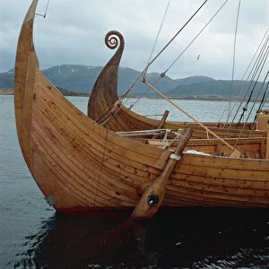 Replica Viking ships, Oseberg and Gaia, Haholmen, West Norway, Norway, Scandinavia