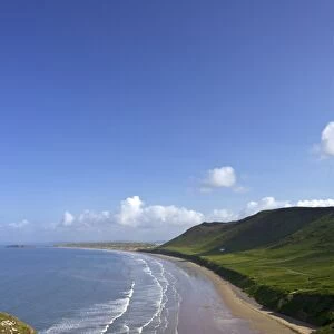 Rhossili Beach in spring morning sunshine, Gower Peninsula, County of Swansea