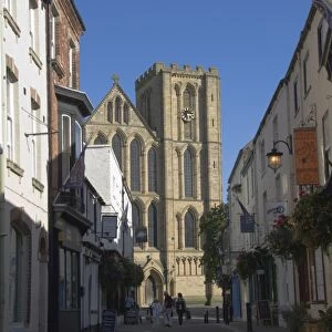 Ripon Cathedral from the pedestrian precinct, Ripon, North Yorkshire, England