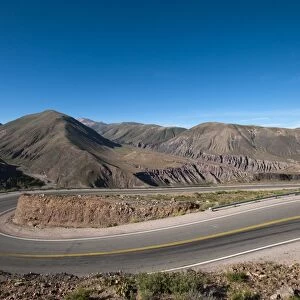 Road leading towards the Salinas Grandes (salt flats) near Purmamarca, Argentina