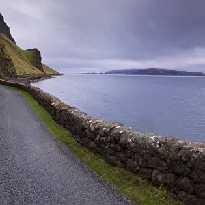 Road and Loch na Keal, Isle of Mull, Inner Hebrides, Scotland, United Kingdom, Europe