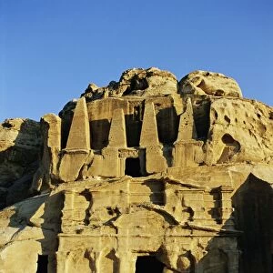 Rock cut tombs at Nabatean archaeological site
