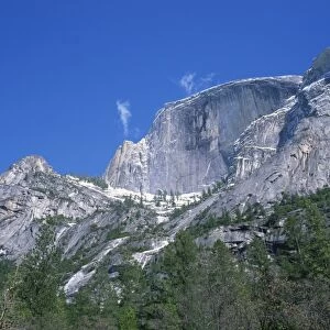 Rock walls of the Half Dome in the Yosemite National Park