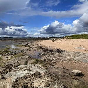 Rocks on the beach at Carnoustie, Angus, Scotland, United Kingdom, Europe