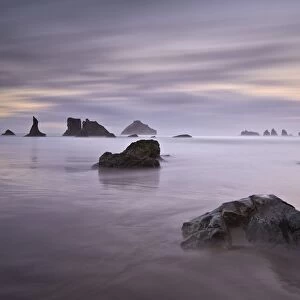 Rocks and sea stacks at dawn, Bandon Beach, Oregon, United States of America, North America