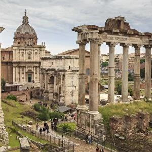 Roman Forum ruins, elevated view from Campidoglio, Historic Centre, Rome, UNESCO