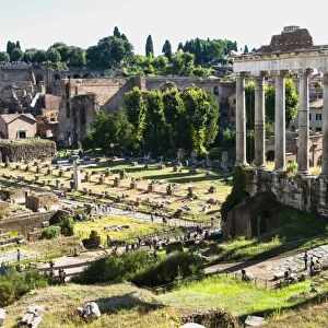 Roman Forum with the Temple of Saturn, Rome, UNESCO World Heritage Site, Lazio, Italy