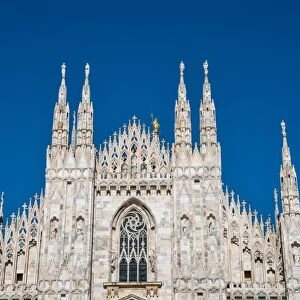 Roof and spires of Milans iconic Duomo cathedral, Milan, Lombardy, Italy, Europe