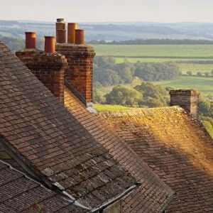 Rooftops of houses along Gold Hill, Shaftesbury, Dorset, England, United Kingdom, Europe
