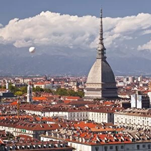 The rooftops of Turin with the Mole Antonelliana, Turin, Piedmont, Italy, Europe