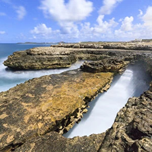 Rough sea and cliffs, Devils Bridge, Antigua, Antigua and Barbuda, Leeward Islands