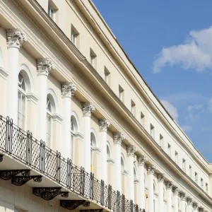 Row of Georgian Regency style terraced houses on St. Georges Road, Cheltenham Spa