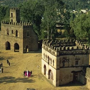 The Royal Enclosure, with wedding party, Gondar, Ethiopia, Africa