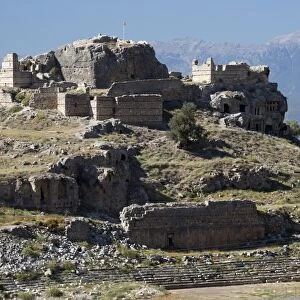 Ruined stadium and Acropolis, Tlos, near Kalkan, Lycia, Antalya Province, Mediterranean Coast