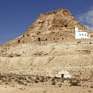 Ruins of the Berber village of Douiret perched on the hillside, Tataouine