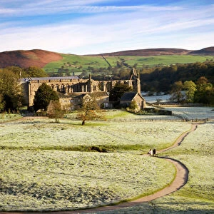 Ruins of Bolton Priory (Bolton Abbey) on a frosty morning, Yorkshire Dales National Park