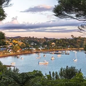 Russell at sunset, Bay of Islands, Northland Region, North Island, New Zealand, Pacific