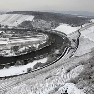 Saar Valley near Kanzem in winter, Rhineland-Palatinate, Germany, Europe