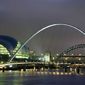 The Sage and the Tyne and Millennium Bridges at night, Gateshead / Newcastle upon Tyne
