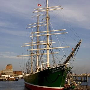Sail ship docks at Port of Hamburg