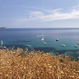 Sailboats in the turquoise sea, Sant Andrea Beach, Marciana, Elba Island, Livorno Province