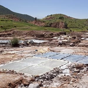 Salt evaporation ponds, Ourika Valley, Atlas Mountains, Morocco, North Africa, Africa