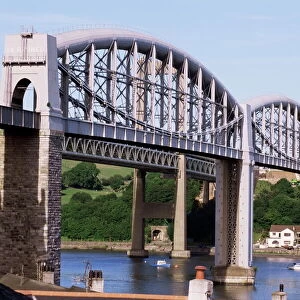 Saltash railway bridge over River Tamar, built by Brunel, Cornwall, England