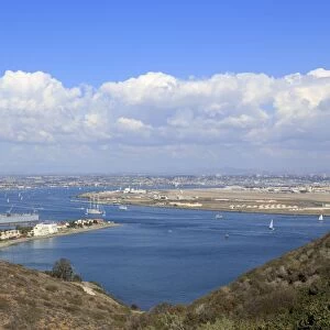 San Diego Bay viewed from Cabrillo National Monument, Point Loma, San Diego, California, United States of America, North America