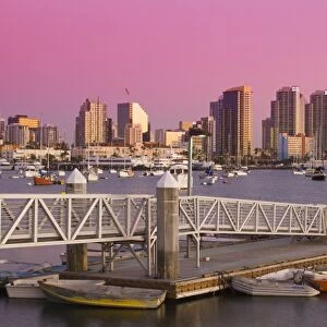 San Diego skyline at twilight, California, United States of America, North America
