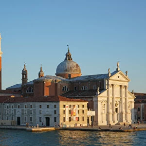 San Giorgio Basilica and island seen from the ferry, Venice Lagoon, Venice, UNESCO