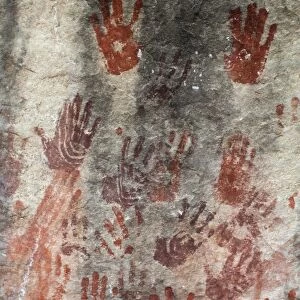 San rock art hand prints, Cederberg mountains, Western Cape, South Africa, Africa
