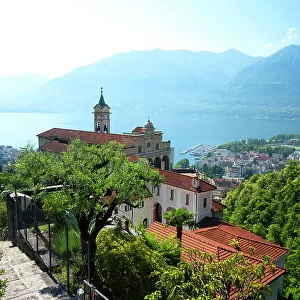 The sanctuary of Madonna del Sasso overlooking Locarno, Ticino, Switzerland, Europe