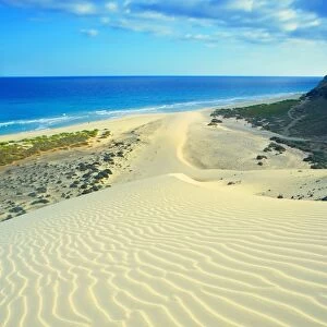 Sandy dunes at Sotovento beach, Jandia Peninsula, Fuerteventura, Canary Islands
