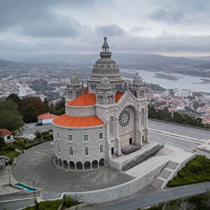 Santa Luzia Church sanctuary, drone aerial view, Viana do Castelo